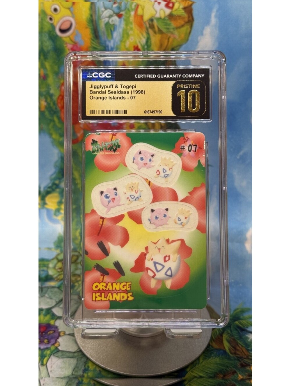 Jigglypuff & Togepi Pokémon Bandai Sealdass Orange Islands No. 07 1998 CGC 10P